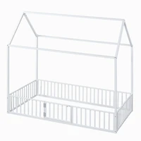 Streamdale Twin Metal House Bed With Fence And Door