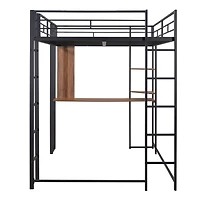 Streamdale Full Metal Loft Bed With 2 Shelves And One Desk