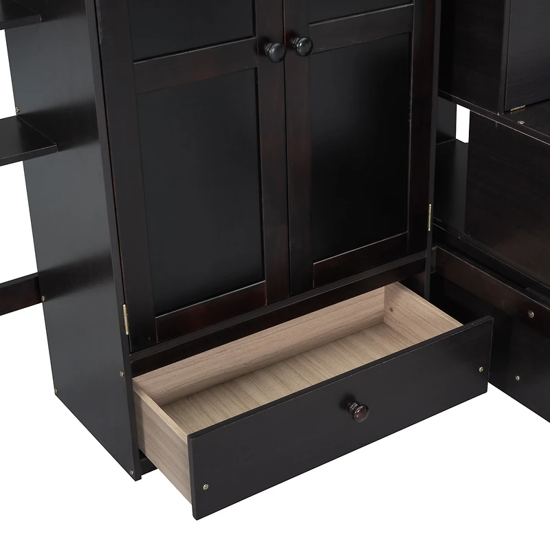 Streamdale Full Loft Bed With Bookshelf, Drawers, Desk, And Wardrobe White