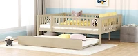Simplie Fun Full Wood Daybed With Trundle And Fence Guardrails
