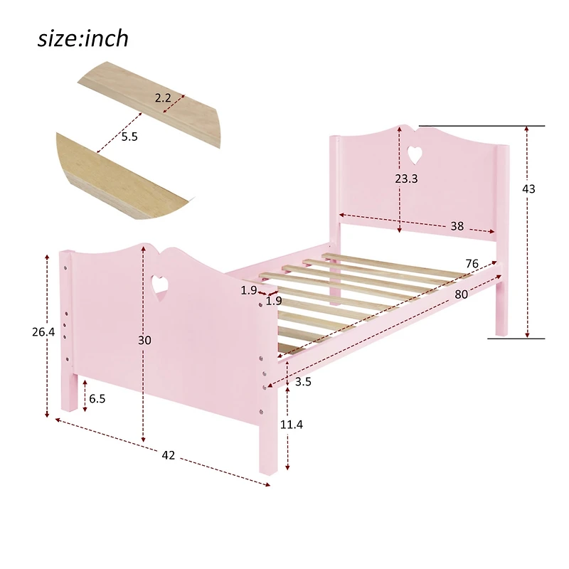 Streamdale Twin Bed Frame with Wood Slats, Headboard, and Footboard