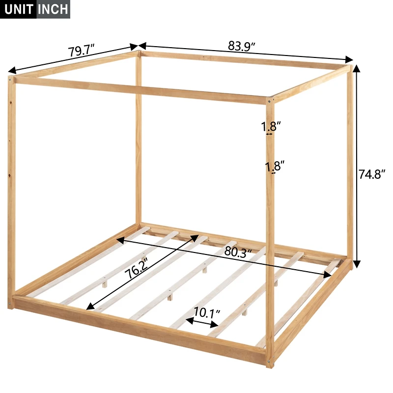 Streamdale King Canopy Platform Bed With Support Legs
