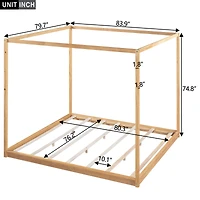 Streamdale King Canopy Platform Bed With Support Legs
