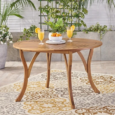 Streamdale Stylish Acacia Wood Circular Patio Table with Smooth Leg Design