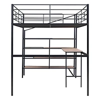 Streamdale Full Metal Loft Bed With Desk And Lateral Storage Ladder