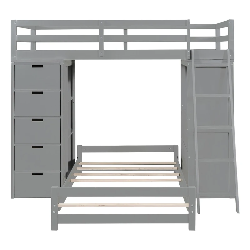 Streamdale Twin Over Twin Bunk Bed With Led Light And Usb Ports
