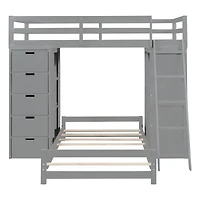 Streamdale Twin Over Twin Bunk Bed With Led Light And Usb Ports
