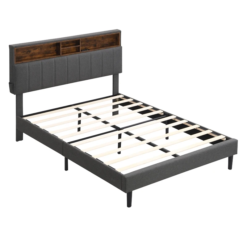 Streamdale Upholstered Platform Bed with Storage and Usb Port