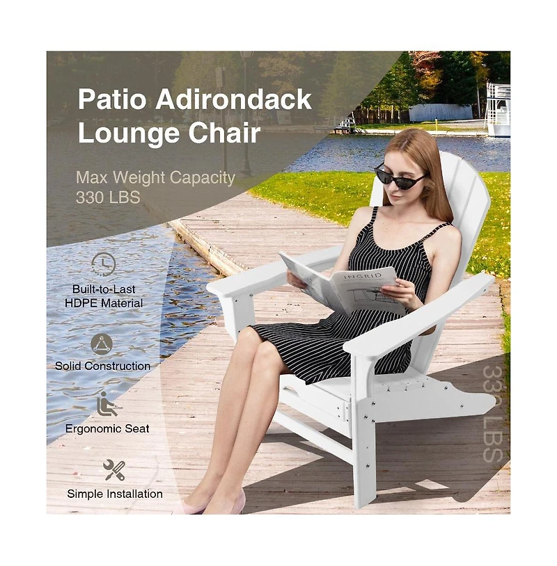Slickblue Patio Hdpe Adirondack Chair with Retractable Ottoman