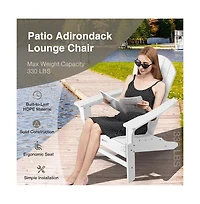 Slickblue Patio Hdpe Adirondack Chair with Retractable Ottoman