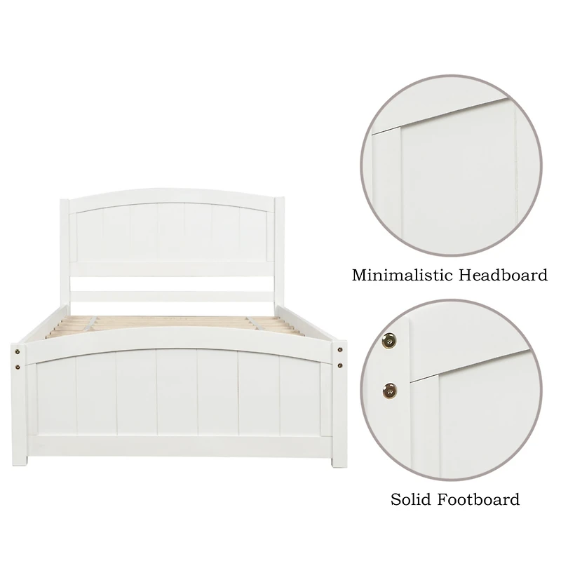Streamdale Wood Platform Bed With Headboard, Footboard And Wood Slat Support Twin