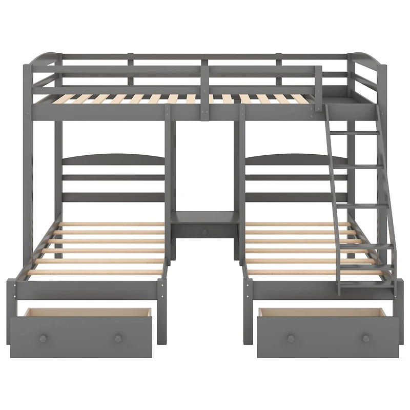 Streamdale Full Over Twin & Twin Bunk Bed, Triple Bunk Bed With Drawers