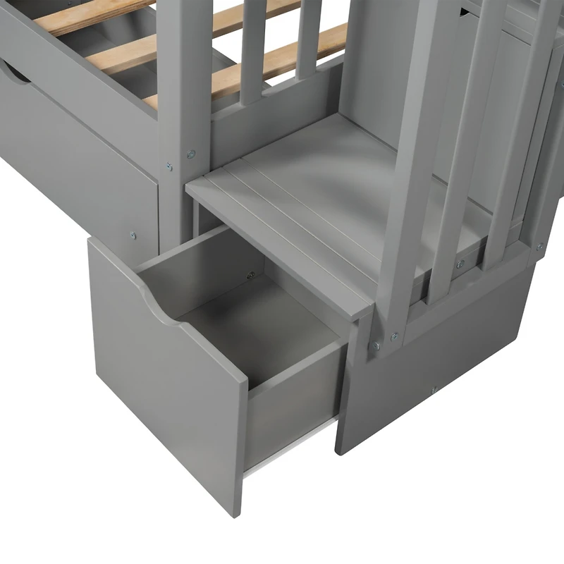 Streamdale Full Over Bunk Bed With Shelves And 6 Storage Drawers