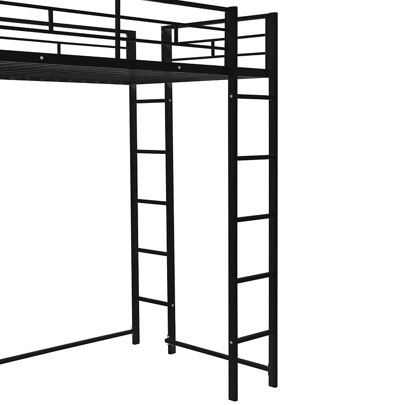 Streamdale Twin Metal Loft Bed With 2 Shelves And One Desk