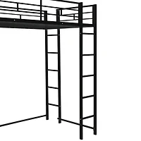 Streamdale Twin Metal Loft Bed With 2 Shelves And One Desk