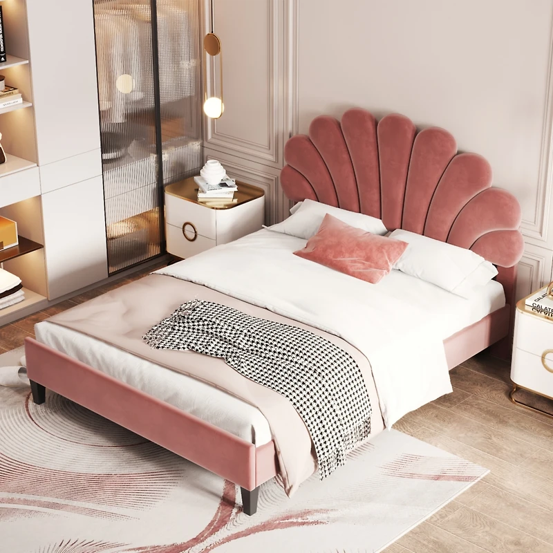 Streamdale Upholstered Platform Bed with Velvet Headboard