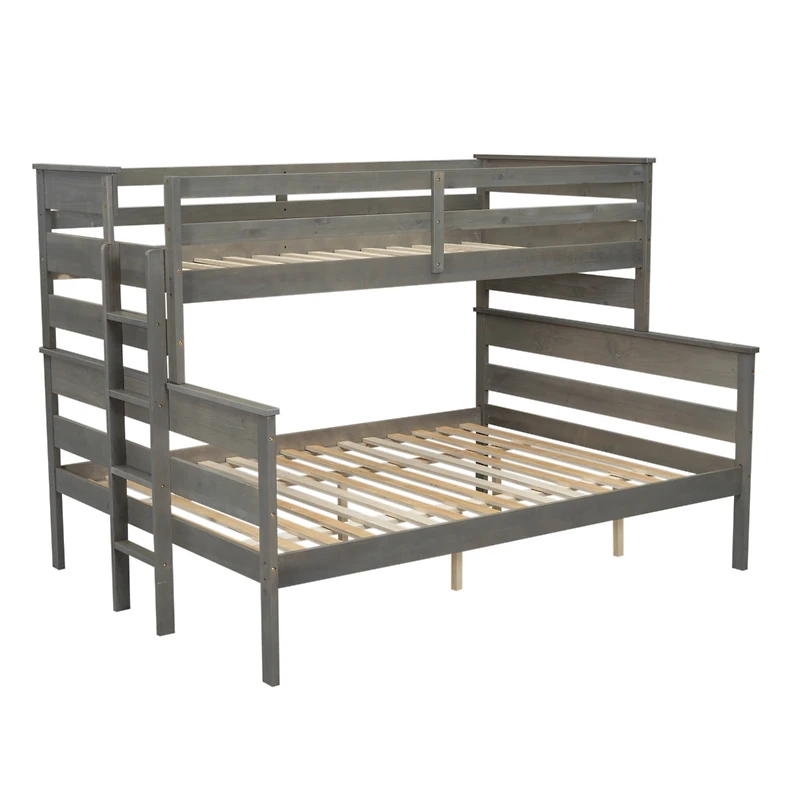 Wood Twin Xl Over Queen Bunk Bed With Ladder
