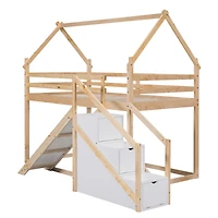 Streamdale Twin Over House Loft Or Bunk Bed With Slide And Staircase