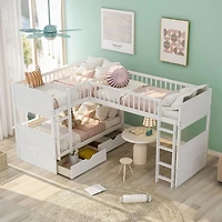 Streamdale Twin Bunk Bed With A Loft Attached, Two Drawers