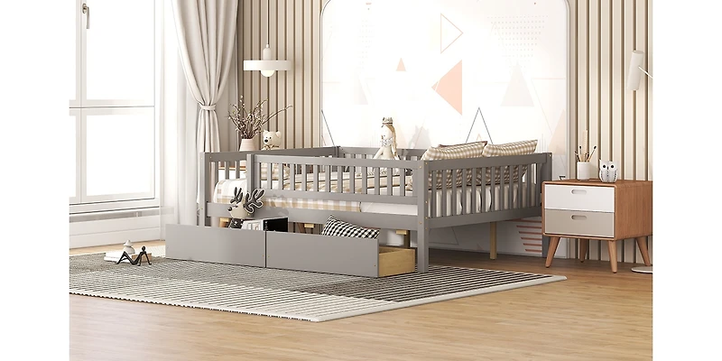 Streamdale Furniture Full Daybed Wood Bed With Two Drawers