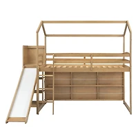Streamdale Twin Loft Bed with Slide, Shelves, Light