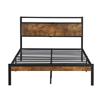 Metal Platform Bed Frame with Headboard & Usb, Storage