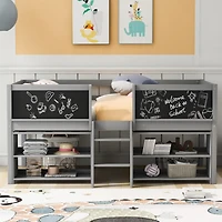 Streamdale Loft bed with shelves, ladder, guardrail chalkboard