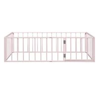 Streamdale Twin Metal Floor Bed Frame with Fence and Door, White