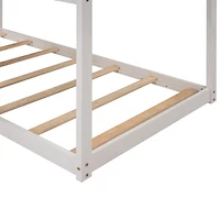 Streamdale Gray Bunk Bed with Roof, Window, and Guardrail