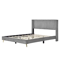 Streamdale Queen Size Corduroy Platform Bed With Metal Legs