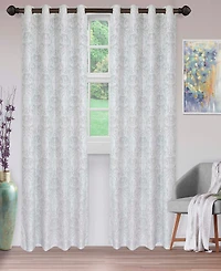Superior Lotus Jacquard Classic Floral Damask Window Curtain Panel Set with Grommet Header, 52 X 84