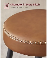 Set Of 2, Kitchen Bar Stools, Breakfast Synthetic Leather With Stitching