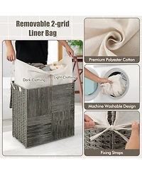 Slickblue 29 Gallons Laundry Hamper with Convenient Handles and Removable Liner Bag-Grey