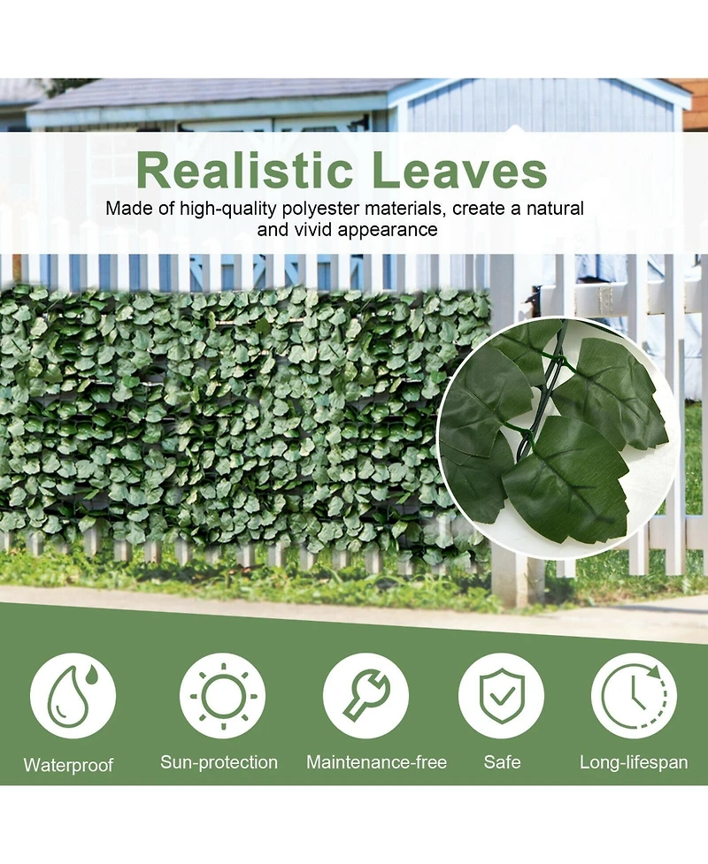 Slickblue 4 Pieces 118 x 39 Inch Artificial Ivy Privacy Fence Screen for Fence Decor