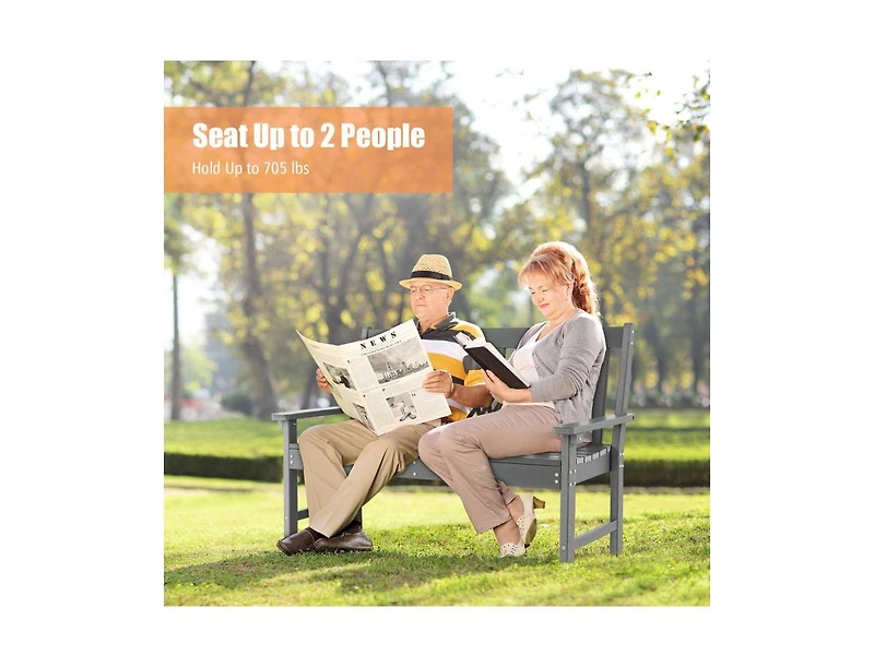 All-Weather Hdpe Outdoor Bench with Backrest and Armrests