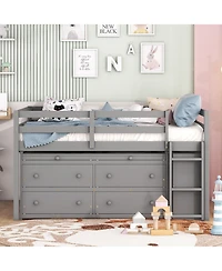 Streamdale White Loft Bed with Desk and Drawers