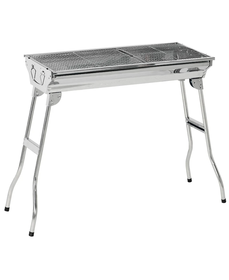 Outsunny Stainless Steel Small Portable Folding Charcoal Bbq Grill Set