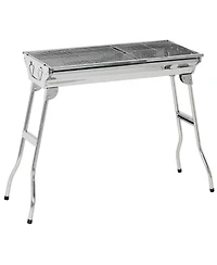 Outsunny Stainless Steel Small Portable Folding Charcoal Bbq Grill Set