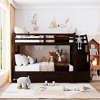 Streamdale Twin-Over-Twin Bunk Bed With Twin Trundle And 3 Storage Stairs