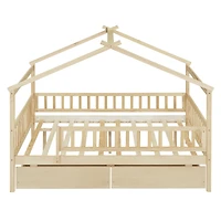 Streamdale Full Size Wooden House Bed With Two Drawers