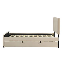 Streamdale Twin Velvet Upholstered Platform Bed With Trundle, Pink