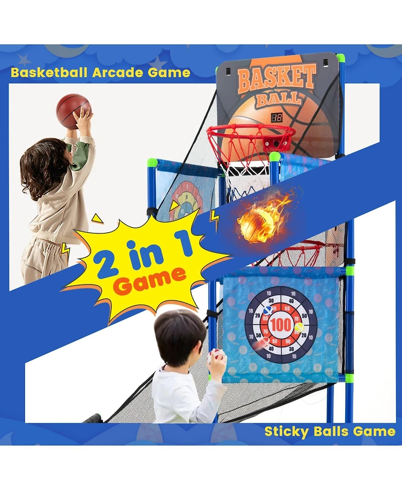 Slickblue Kids Basketball Arcade Game with Electronic Scoreboard and Sound Effect