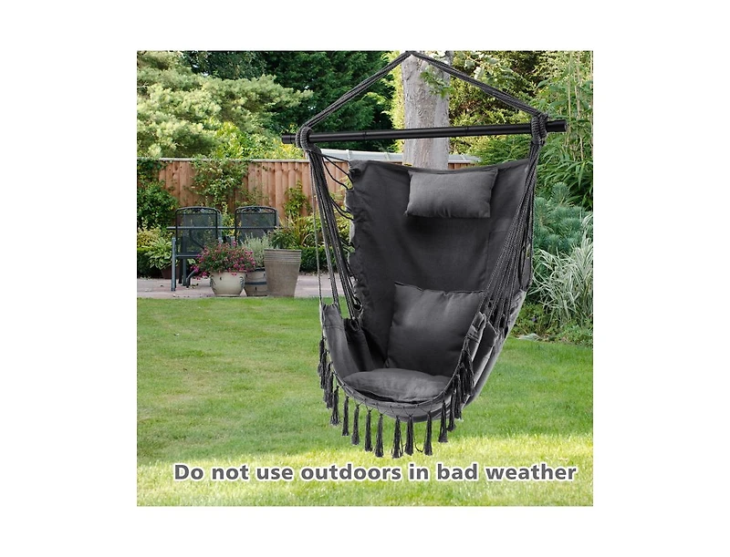 Slickblue Hanging Rope Swing Chair with Soft Pillow and Cushions