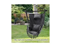 Slickblue Hanging Rope Swing Chair with Soft Pillow and Cushions