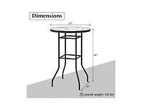 Slickblue 38 Inch Patio Bar Table with Tempered Glass Tabletop