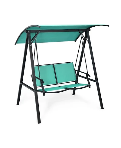 Slickblue 2 Person Patio Swing with Weather Resistant Glider and Adjustable Canopy