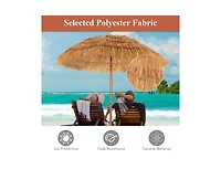 Slickblue 6.5 Feet Portable Thatched Tiki Beach Umbrella with Adjustable Tilt