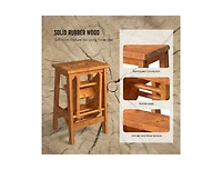 Slickblue 3-in-1 Rubber Wood Step Stool with Convenient Handle For Home