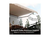 Slickblue 12 x 10 Feet Retractable Patio Awning Aluminum Sunshade Shelter-Beige