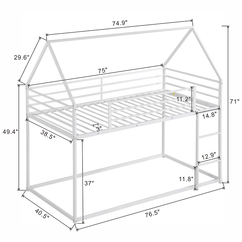 Streamdale Twin Over House Bunk Bed With Built-In Ladder